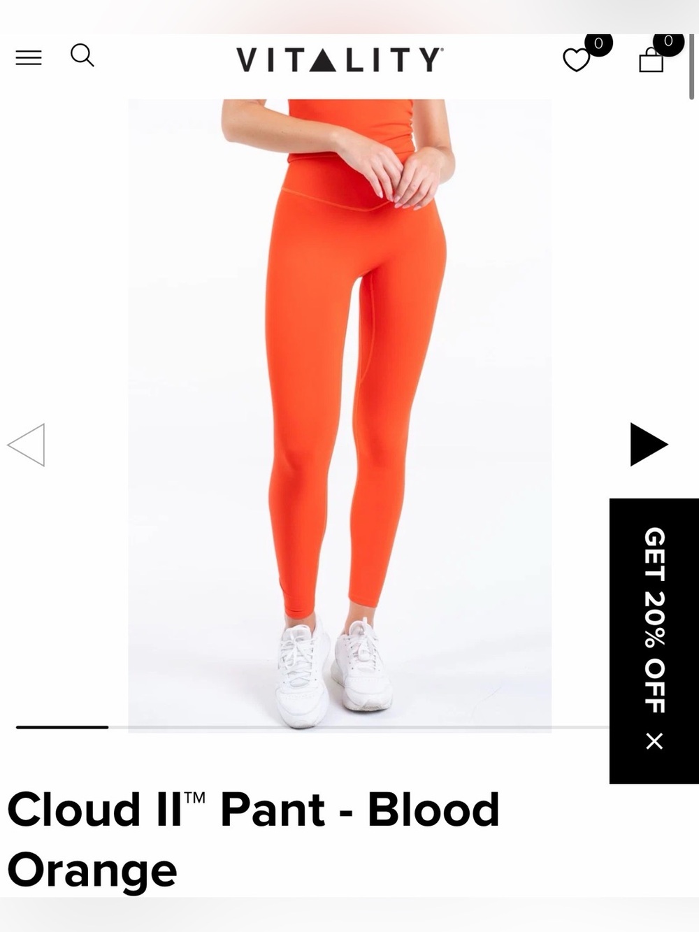 Cloud II Bright Orange Vitality high waisted workout leggings
